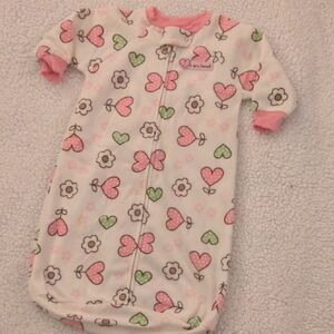 Child of Mine Floral and Heart Sleep Sack - Cream, Pink, Green